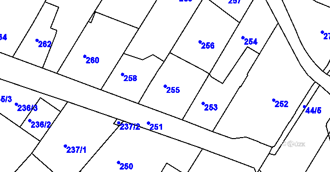 Parcela st. 255 v KÚ Boletice nad Labem, Katastrální mapa