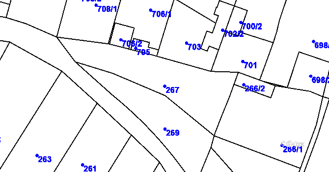 Parcela st. 267 v KÚ Boletice nad Labem, Katastrální mapa