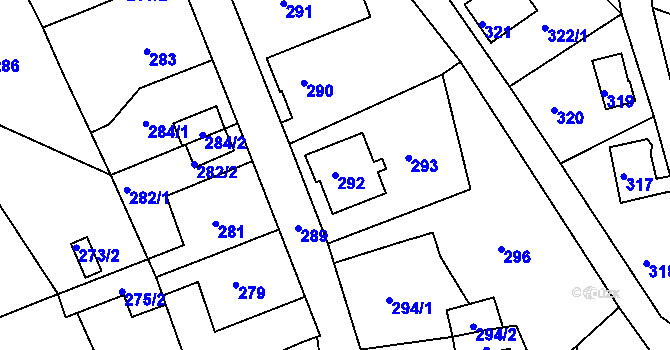 Parcela st. 292 v KÚ Boletice nad Labem, Katastrální mapa