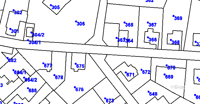 Parcela st. 307/1 v KÚ Boletice nad Labem, Katastrální mapa