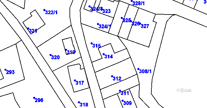 Parcela st. 314 v KÚ Boletice nad Labem, Katastrální mapa