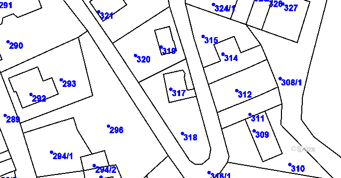 Parcela st. 317 v KÚ Boletice nad Labem, Katastrální mapa