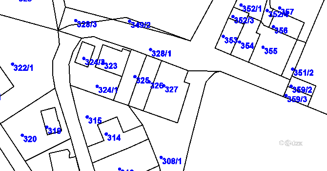 Parcela st. 327 v KÚ Boletice nad Labem, Katastrální mapa