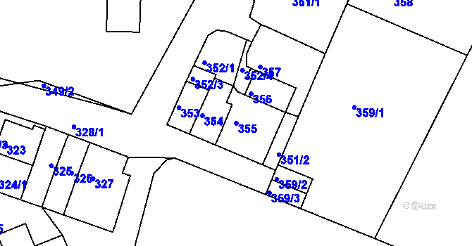 Parcela st. 355 v KÚ Boletice nad Labem, Katastrální mapa