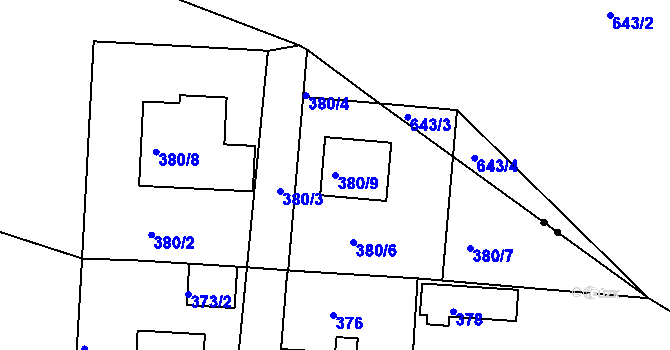 Parcela st. 380/9 v KÚ Boletice nad Labem, Katastrální mapa