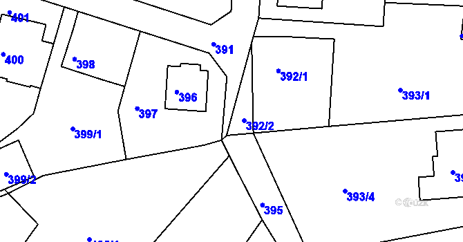 Parcela st. 392/2 v KÚ Boletice nad Labem, Katastrální mapa