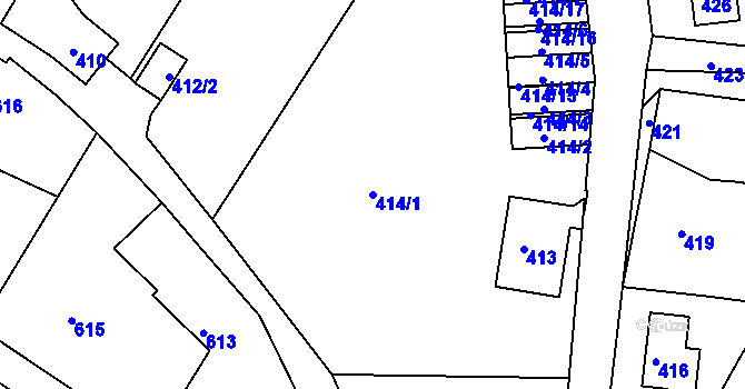 Parcela st. 414/1 v KÚ Boletice nad Labem, Katastrální mapa