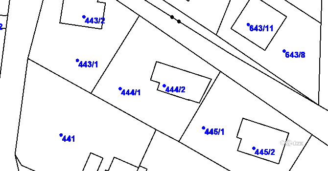 Parcela st. 444/2 v KÚ Boletice nad Labem, Katastrální mapa