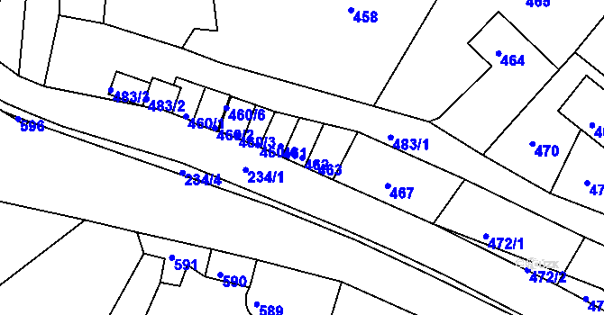 Parcela st. 462 v KÚ Boletice nad Labem, Katastrální mapa