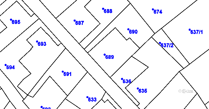Parcela st. 689 v KÚ Boletice nad Labem, Katastrální mapa