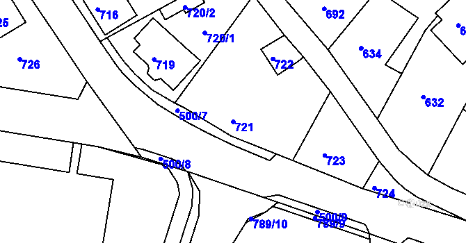 Parcela st. 721 v KÚ Boletice nad Labem, Katastrální mapa
