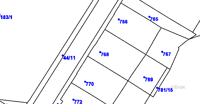 Parcela st. 768 v KÚ Boletice nad Labem, Katastrální mapa