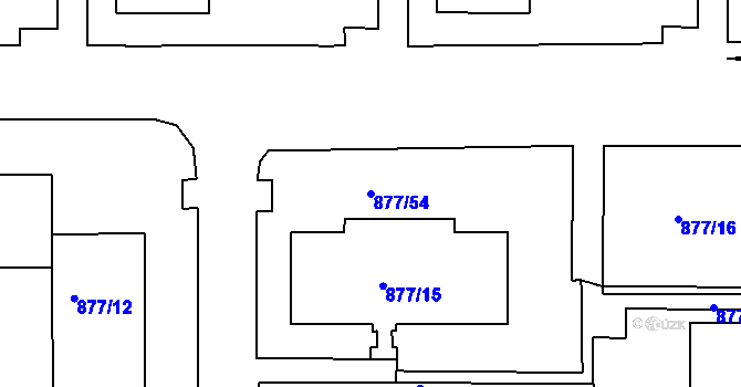 Parcela st. 877/54 v KÚ Boletice nad Labem, Katastrální mapa