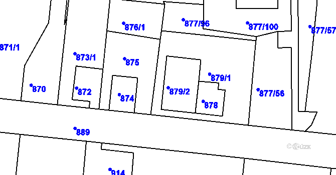 Parcela st. 879/2 v KÚ Boletice nad Labem, Katastrální mapa