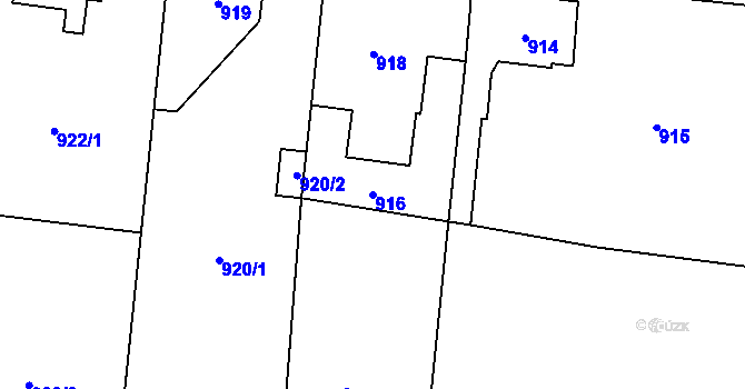 Parcela st. 916 v KÚ Boletice nad Labem, Katastrální mapa