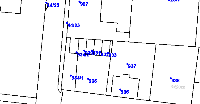 Parcela st. 932 v KÚ Boletice nad Labem, Katastrální mapa