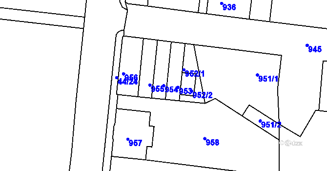 Parcela st. 954 v KÚ Boletice nad Labem, Katastrální mapa