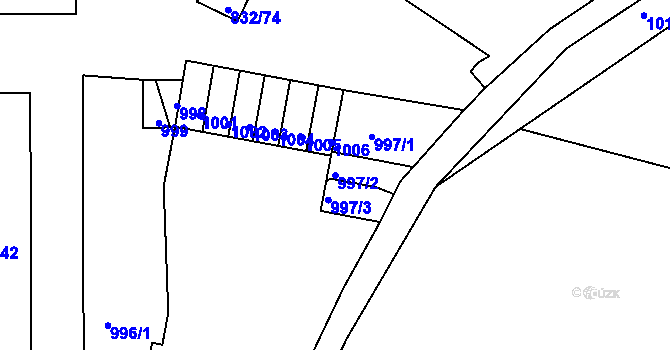 Parcela st. 997/2 v KÚ Boletice nad Labem, Katastrální mapa