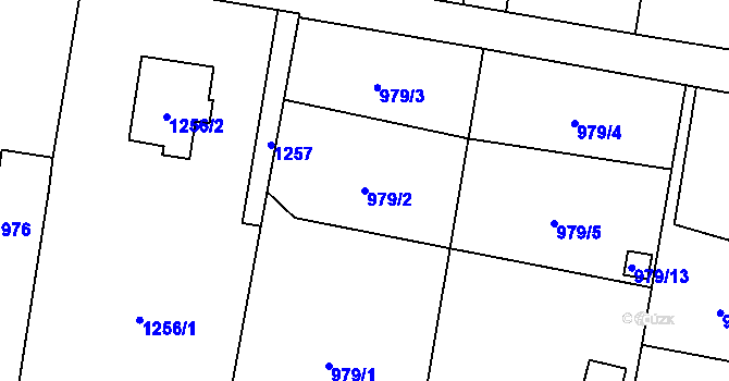 Parcela st. 979/2 v KÚ Boletice nad Labem, Katastrální mapa