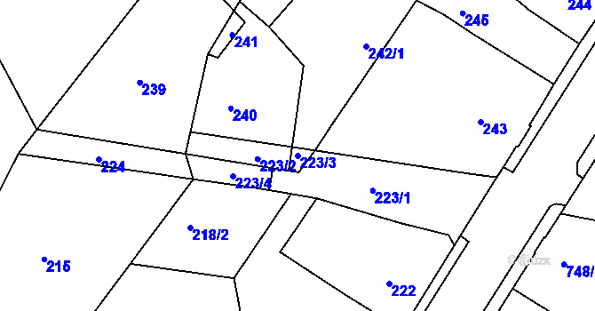 Parcela st. 223/3 v KÚ Boletice nad Labem, Katastrální mapa