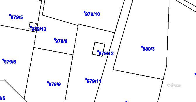 Parcela st. 979/12 v KÚ Boletice nad Labem, Katastrální mapa