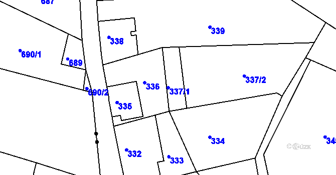 Parcela st. 337/1 v KÚ Boletice nad Labem, Katastrální mapa