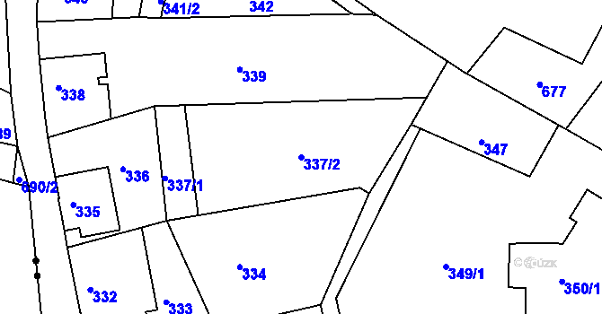 Parcela st. 337/2 v KÚ Boletice nad Labem, Katastrální mapa