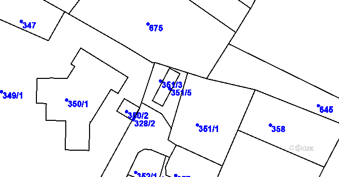 Parcela st. 351/5 v KÚ Boletice nad Labem, Katastrální mapa