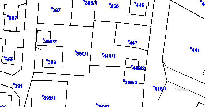 Parcela st. 448/1 v KÚ Boletice nad Labem, Katastrální mapa