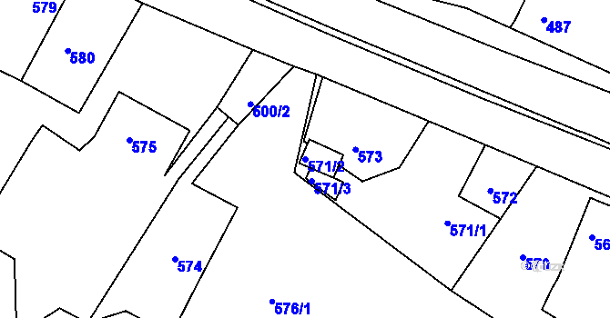 Parcela st. 571/2 v KÚ Boletice nad Labem, Katastrální mapa