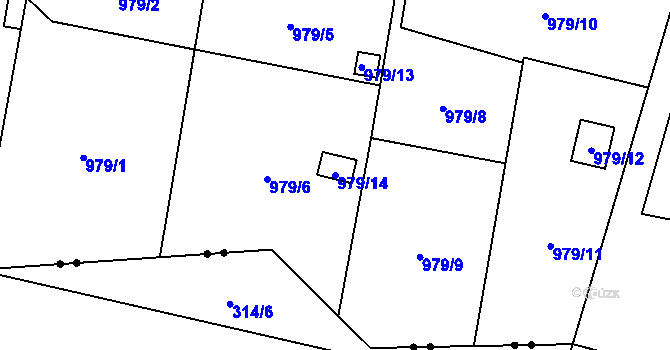 Parcela st. 979/14 v KÚ Boletice nad Labem, Katastrální mapa