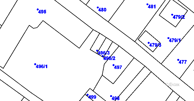 Parcela st. 496/3 v KÚ Křešice u Děčína, Katastrální mapa