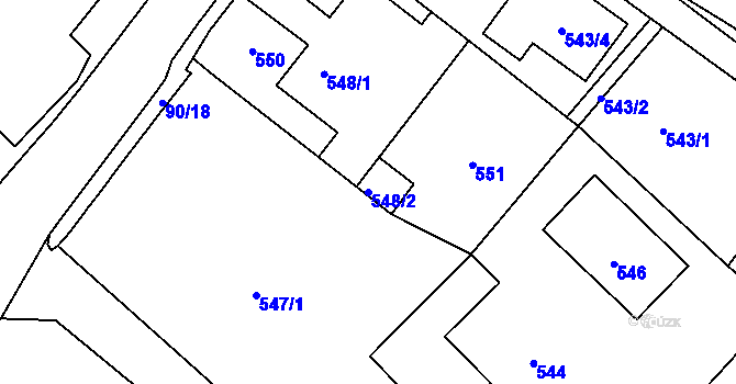 Parcela st. 548/2 v KÚ Křešice u Děčína, Katastrální mapa