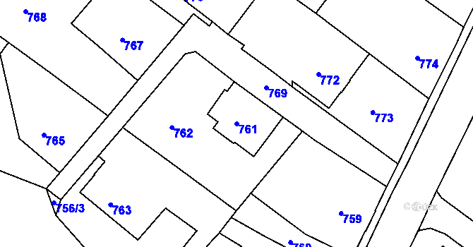 Parcela st. 761 v KÚ Křešice u Děčína, Katastrální mapa