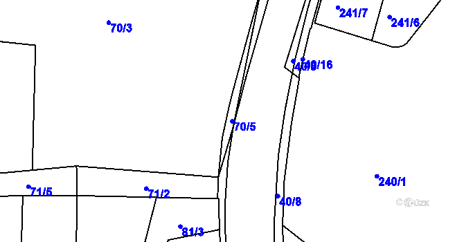 Parcela st. 70/5 v KÚ Nebočady, Katastrální mapa