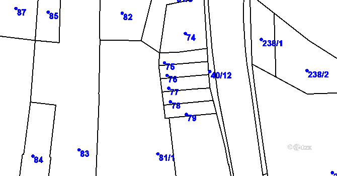 Parcela st. 77 v KÚ Nebočady, Katastrální mapa