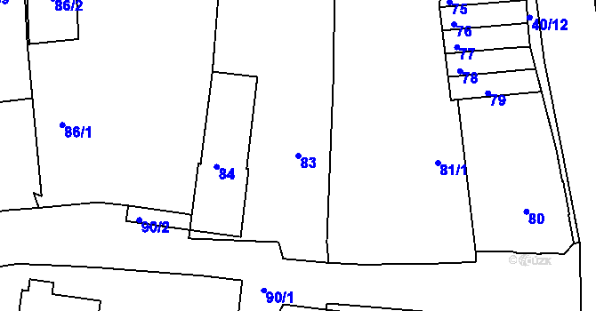 Parcela st. 83 v KÚ Nebočady, Katastrální mapa
