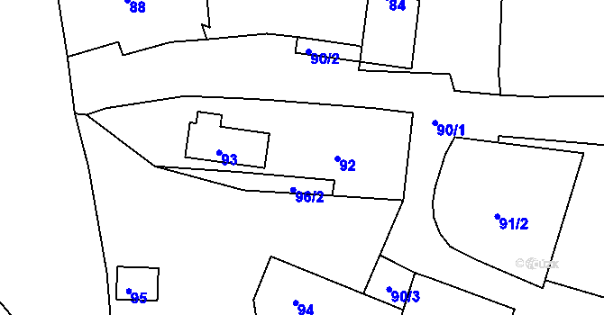 Parcela st. 92 v KÚ Nebočady, Katastrální mapa