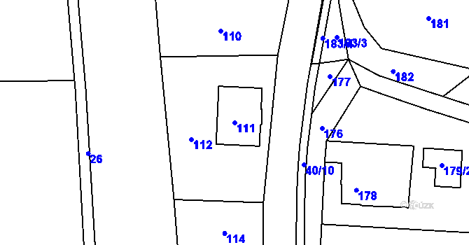Parcela st. 111 v KÚ Nebočady, Katastrální mapa