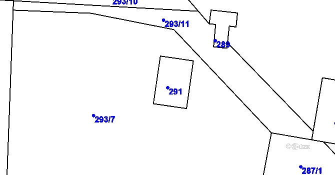 Parcela st. 291 v KÚ Nebočady, Katastrální mapa