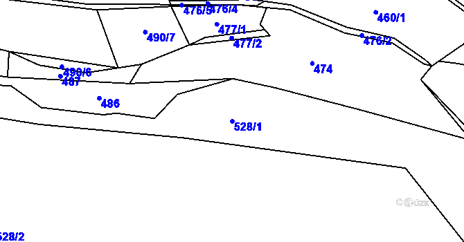 Parcela st. 528/1 v KÚ Nebočady, Katastrální mapa