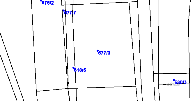 Parcela st. 677/3 v KÚ Nebočady, Katastrální mapa