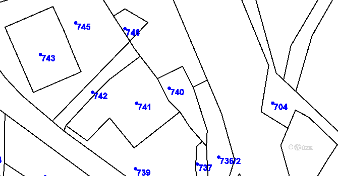 Parcela st. 740 v KÚ Nebočady, Katastrální mapa