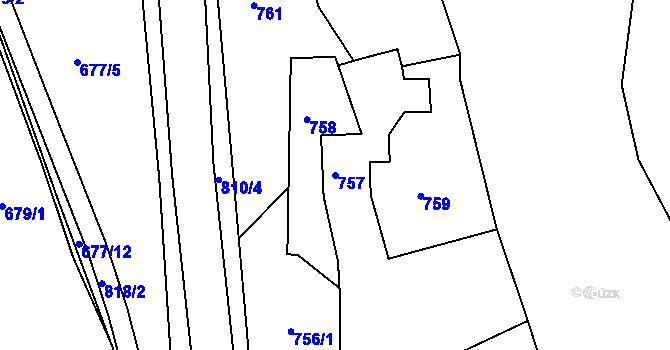 Parcela st. 757 v KÚ Nebočady, Katastrální mapa