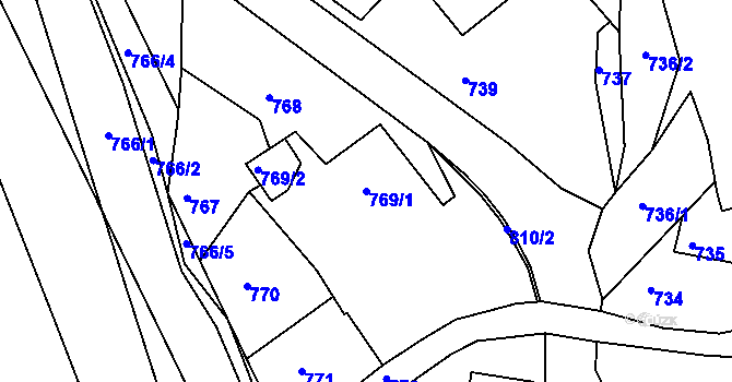 Parcela st. 769/1 v KÚ Nebočady, Katastrální mapa