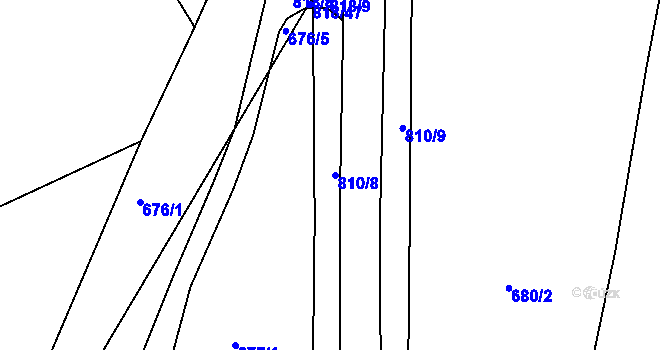 Parcela st. 810/8 v KÚ Nebočady, Katastrální mapa