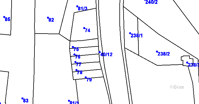Parcela st. 40/12 v KÚ Nebočady, Katastrální mapa