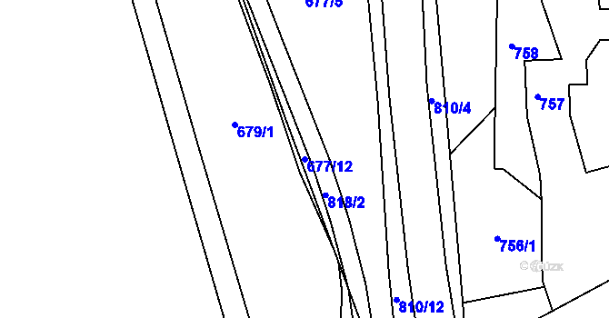 Parcela st. 677/12 v KÚ Nebočady, Katastrální mapa