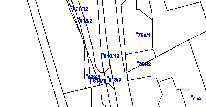 Parcela st. 810/12 v KÚ Nebočady, Katastrální mapa