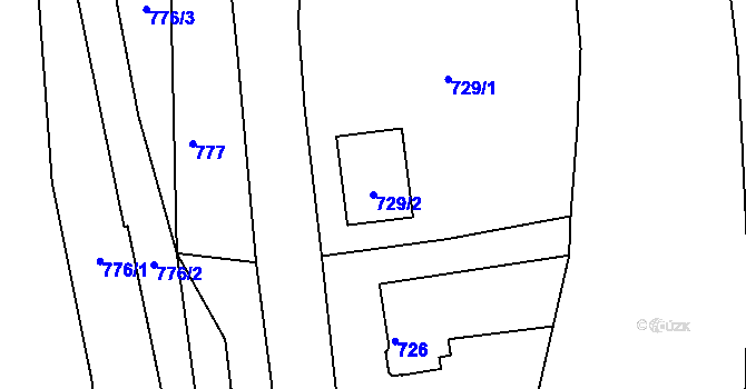 Parcela st. 729/2 v KÚ Nebočady, Katastrální mapa